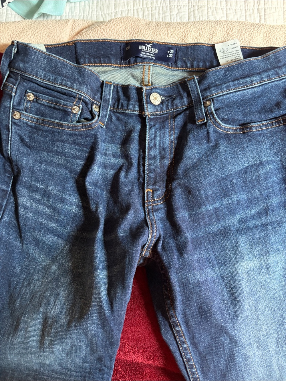 Hollister Men's Dark Indigo Slim Straight Jeans epic flex size 30 x 32